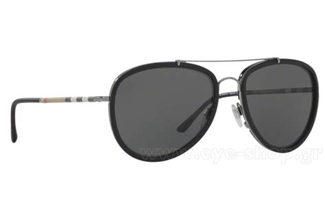 burberry men's be3090q-100387-58|Burberry Matte Black Metal Pilot Sunglasses BE3090.